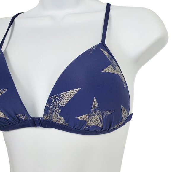 Aerie Perky Triangle Bikini Top Women's Medium Navy Star Print - Picture 3 of 12